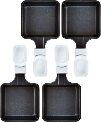 Non-Stick Mini Iron Grill Cheese Pan, Square Shape Melting Accessories for Raclettes (4PCS White)