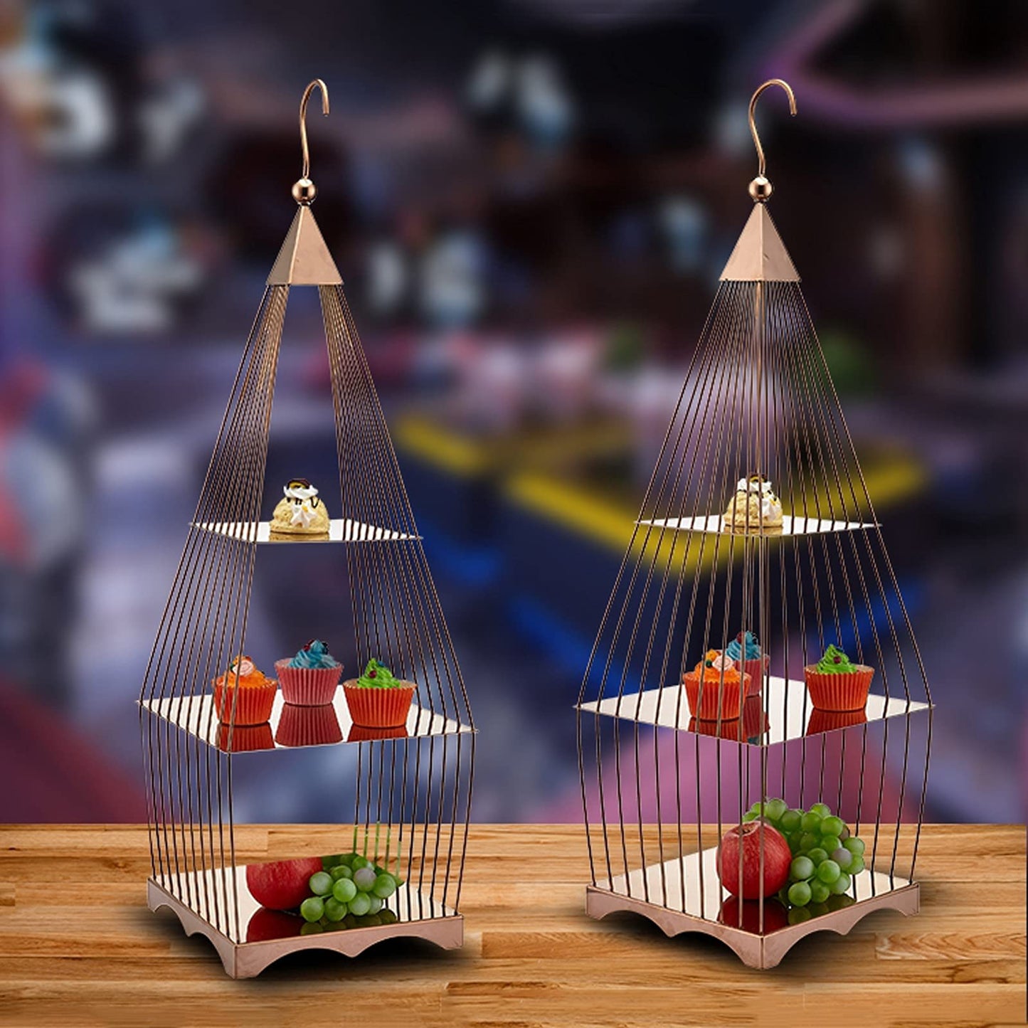 Cake Stand 3-Tiered Cake Stand with Handles Stainless Steel Dessert Table Multi-Purpose Cupcake Display Stand Wedding Pastry Serving Tray Cupcake Tower