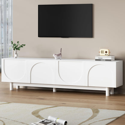 Ball & Cast Modern TV Stand with Arch Cabinets for TVs up to 78", Minimalist Entertainment Center w/Solid Wood Legs and Adjustable Shelves, Media Console for Living Room,White