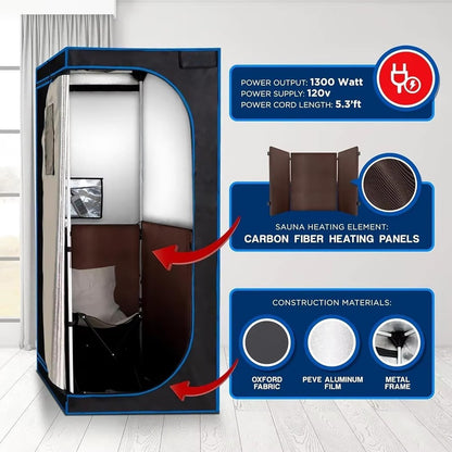 YXKJZHF Full Size Portable Steam Sauna Tent,One Person Indoor Sauna Box for Indoor Home Spa, with Remote Control, Foldable Chair