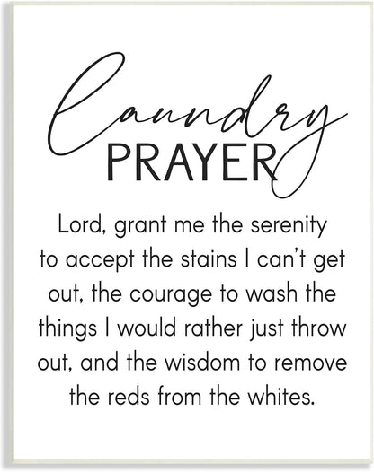 Stupell Industries Laundry Prayer - Faith Based Sentiment Home Cleaning Parody Wall Plaque, 10 x 15, Black
