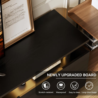 OneBlis 90" TV Stand for Living Room, Large Entertainment Center & Media Console, Fits TVs up to 100", Storage Cabinet with Shelves, 50" Electric Fireplace