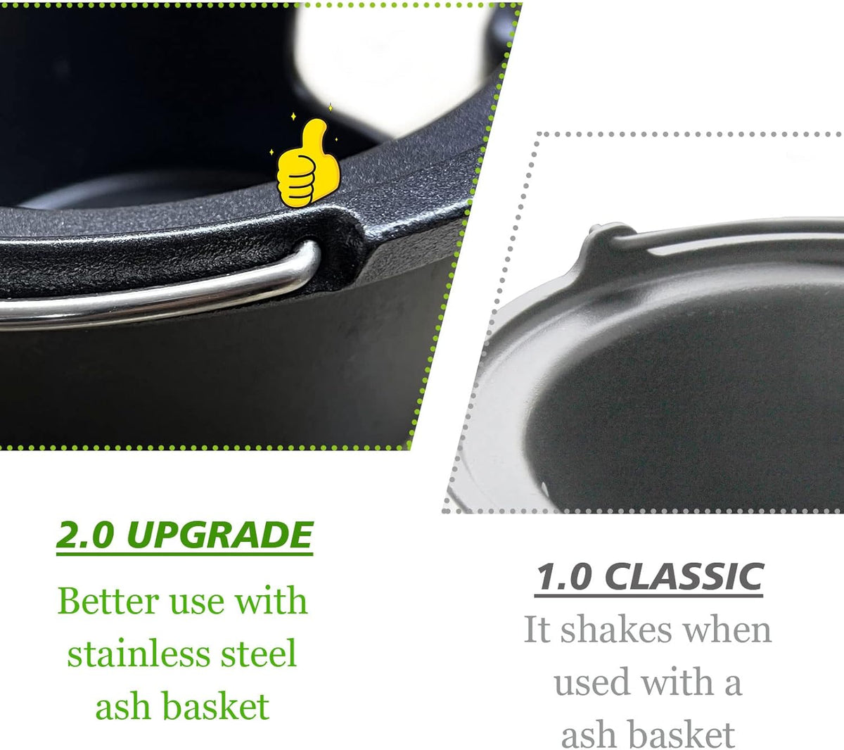 KAMaster Cast Iron Ash Can with Handle for Medium Big GreenEggs,Charcoal Ash Pot Green Egg Accessories Must