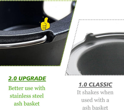 KAMaster Cast Iron Ash Can with Handle for Medium Big GreenEggs,Charcoal Ash Pot Green Egg Accessories Must