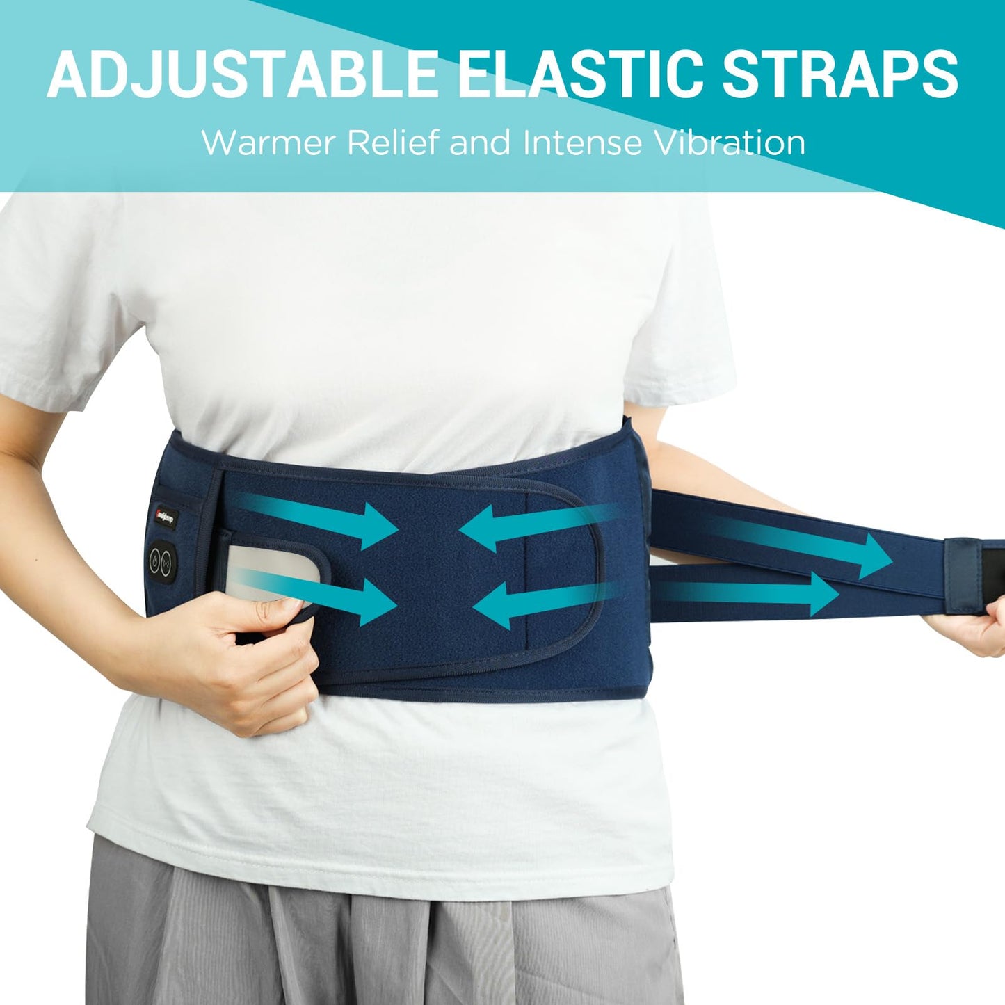 Comfytemp Cordless Heating Pad with Massager for Back Pain Relief, Portable Lower Back Massager FSA Eligible HSA Rechargeable, Birthday Gifts for Women Men Mom Dad Seniors Christmas 3 Heat 30 Auto-Off