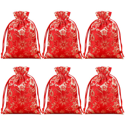 Snadulor,Kit bags,20 Pcs Chinese Jewelry Silk Purse Pouch Brocade Gift,Jewelry,Gift,Candy Bags 3.9x5.5 Inches,Laugh,Red