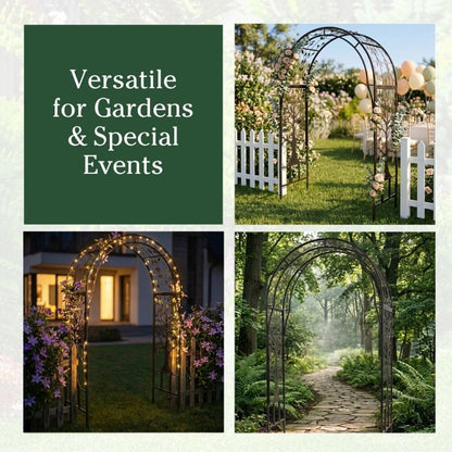 Plow & Hearth Arch Metal Outdoor Garden Arbor | Tree of Life | 83 Inches Tall | Black | Steel Trellis Lattice for Plants & Heavy Vines | Wedding | Outdoor Patio Décor
