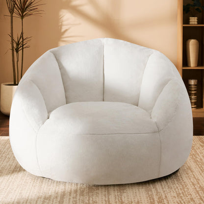GRANDJOY Oversized Bean Bag Chair with Premium Foam Filling, Comfy Lounger for Adults & Kids, Beige