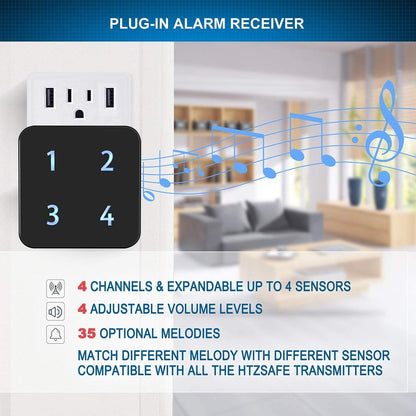 Driveway Alarm System- Solar Driveway Alarms- 3 Adjustable Sensitivities-Fully Weatherproof Outdoor Motion Sensor&Detector DIY Security Alert System-1 Receiver and 4 Sensors KIT