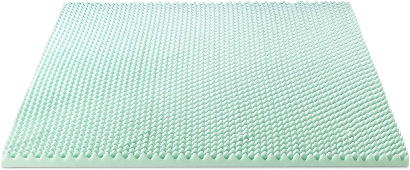 Best Price Mattress 2 Inch Egg Crate Memory Foam Topper with Aloe Infusion, CertiPUR-US Certified, Twin XL, Green