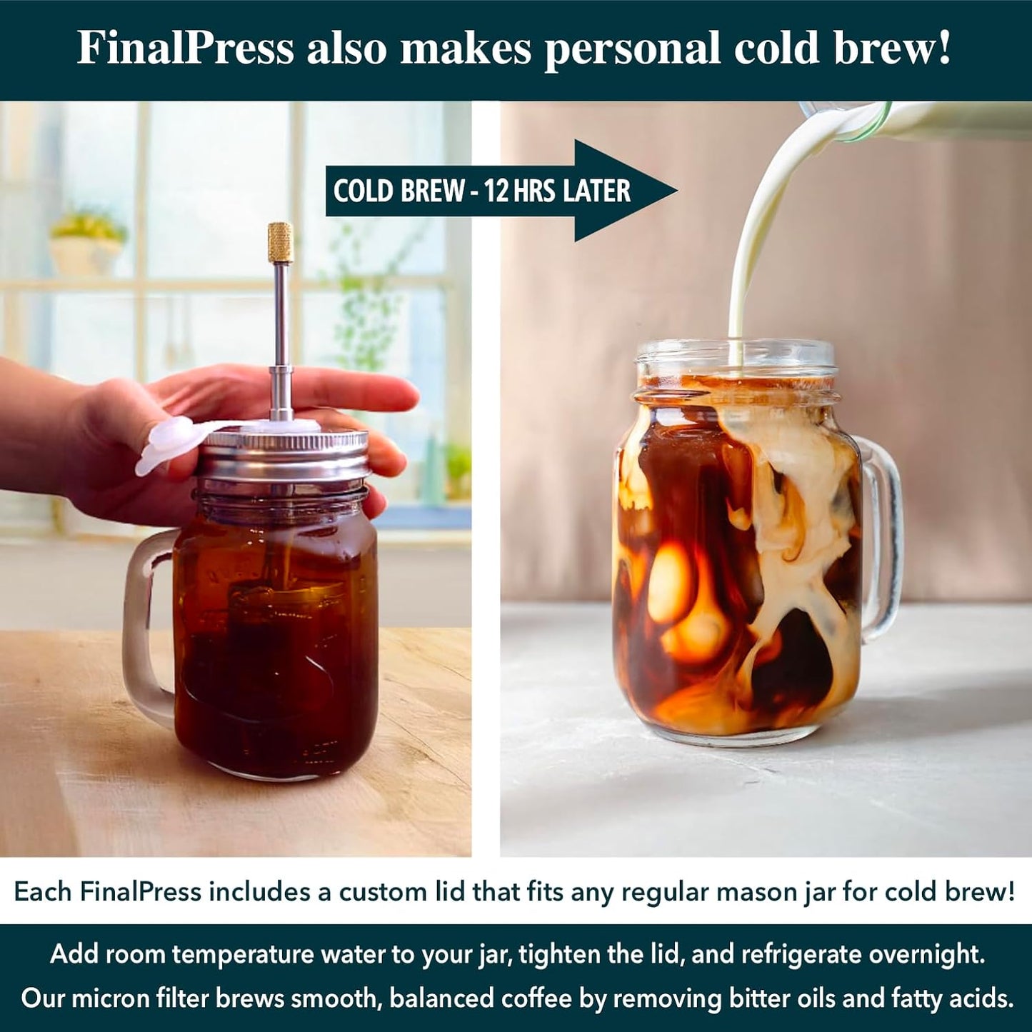 Original Coffee & Tea Maker, Portable Stainless Steel Micro French Press for Hot, Iced & Cold Brew