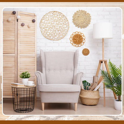 iChuan Boho Wall Hanging Basket Decor Set – 10-Piece Macrame and Woven Wall Art, Handmade Tapestry Wall Decor Seagrass Ornaments Round Tassels for Living Room, Bedroom, Nursery