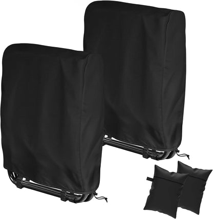 2Pcs 420D Black(96x84 cm2Pcs) Kovshuiwe Outdoor Zero Gravity Folding Chair Cover Waterproof, Folding Chair Storage