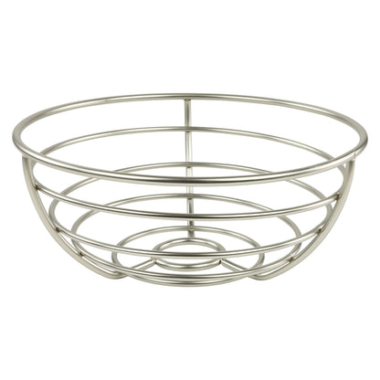 Spectrum Euro Wire Fruit Basket for Kitchen Countertop Storage, Sturdy Steel Metal Wire Decorative Fruit Bowl for Fresh Produce Vegetables Bread & Snacks Modern Open Design for Airflow, Satin Nickel