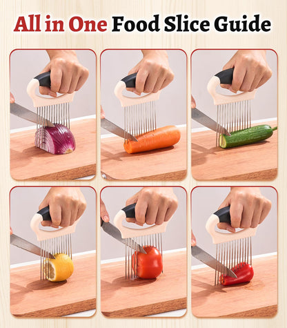Large Onion Slicer Holder, Stainless Steel Onion Holder for Slicing, Onion Cutter Vegetable Chopper Tool with 14 Sharp Prongs for Slicing of Potato Avocados & Meat, Cooking Gadgets Tool for Fruit Prep