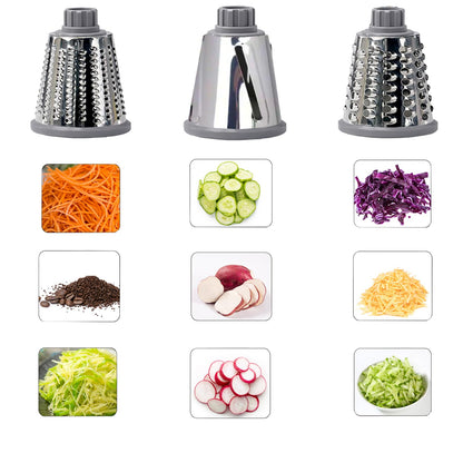 Dachenus Cheese Grater Rotary Cheese Grater,Versatile Cheese Shredder,Blades for Shredding, Grating, Slicing,Cheese Shredder with Suction Base and Cleaning Brush Kitchen Gift (gray)