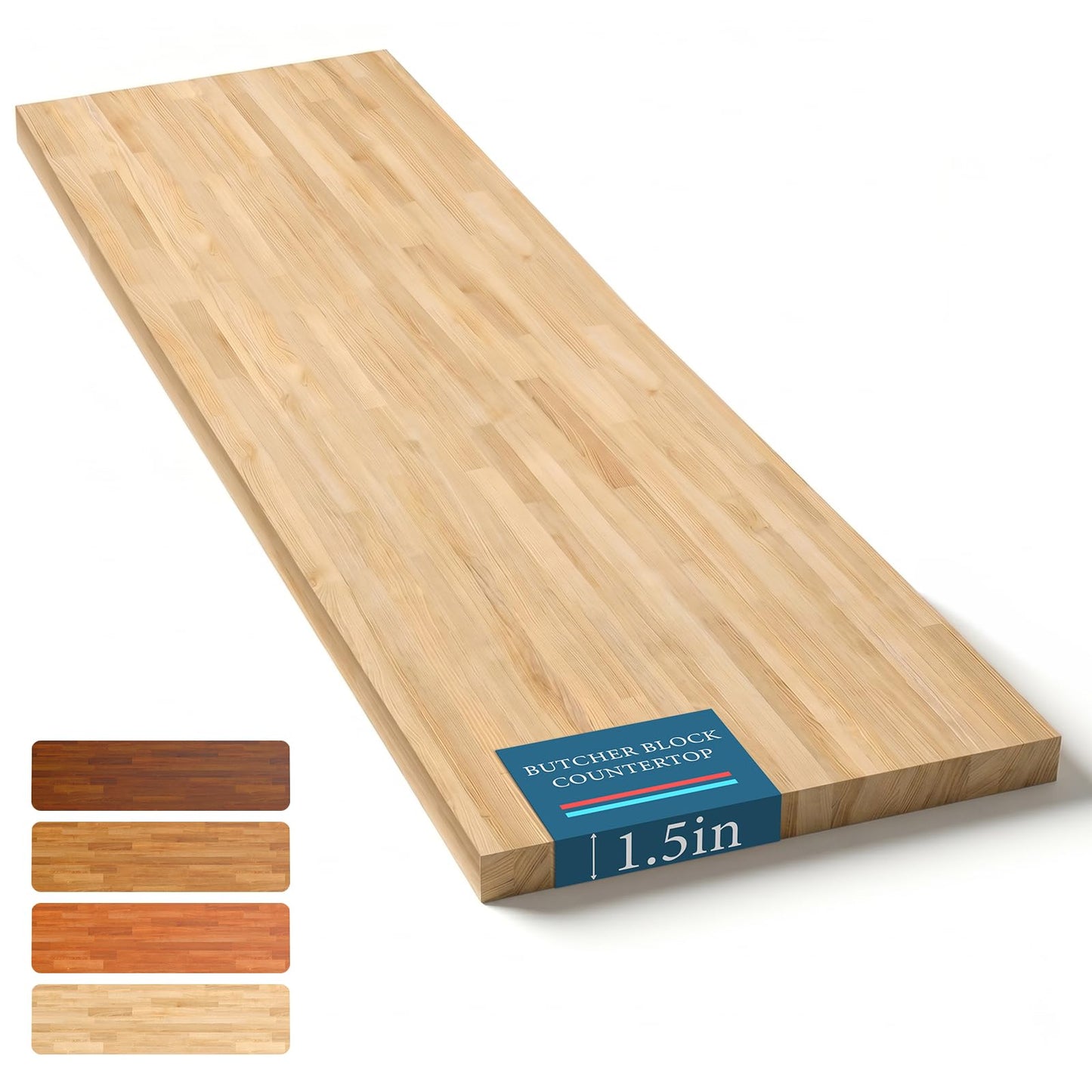 Unfinished Birch Butcher Block Countertop - Solid Wood Cutting Board for Kitchen Island, DIY Desk & Washer Dryer Top, Customizable Surface - 98" x 25" x 1.5" Thick