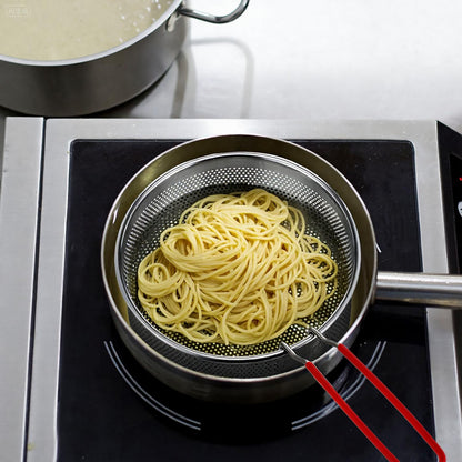 2 Packs Pasta Strainer with Removable Handle Stainless Steel Spaghetti Noodle Strainer Deep-Frying Food Filter Basket Pasta Mesh Drainer for Home Restaurant Washing Draining Boiling Steaming