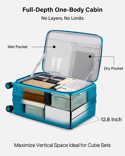 Hanke Hardside Expandable Checked Luggage, 24 Inch Top Opening Trunk Luggages with Spinner Wheels, All-PC Hard Shell Suitcase, Lightweight TSA Checked-Medium(Caribbean Blue, 83L)