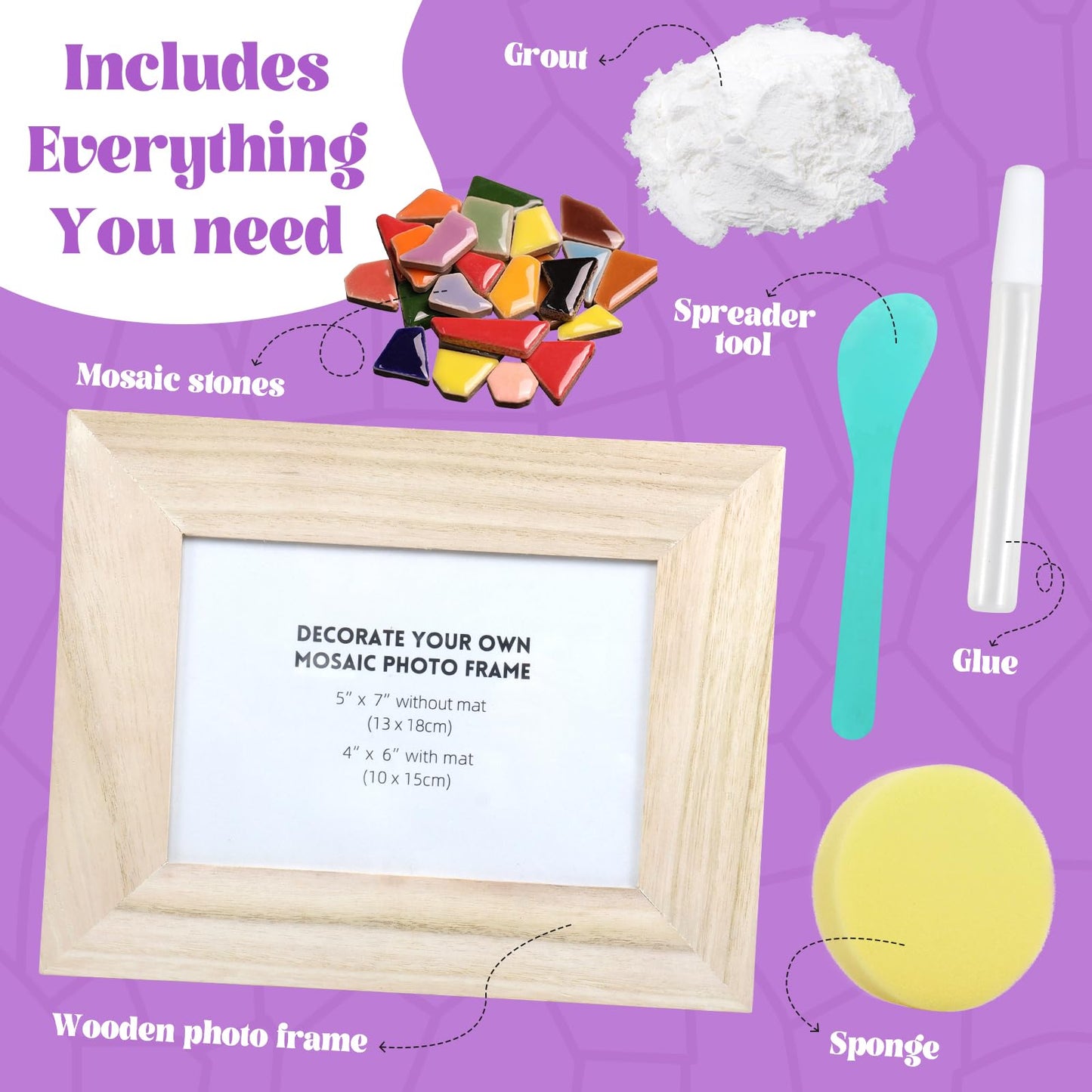 goldentime Decorate Your Own Mosaic Picture Frame - DIY Mosaic Craft Kits Fun Arts and Crafts for Adults Christmas Valentine Birthday Mother’s Day Gifts