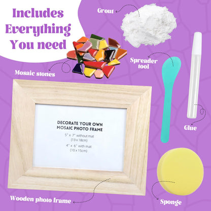 goldentime Decorate Your Own Mosaic Picture Frame - DIY Mosaic Craft Kits Fun Arts and Crafts for Adults Christmas Valentine Birthday Mother’s Day Gifts