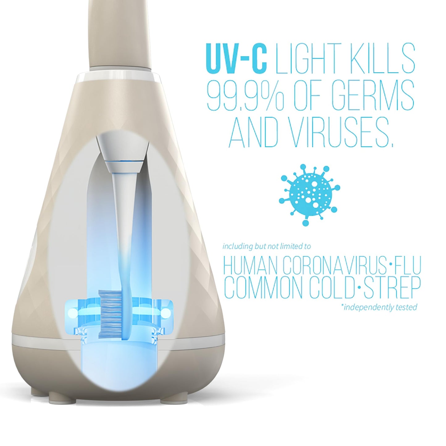 Tao Clean UV Sanitizing Sonic Toothbrush and Cleaning Station, Electric Toothbrush, Dual Speed Setting, White
