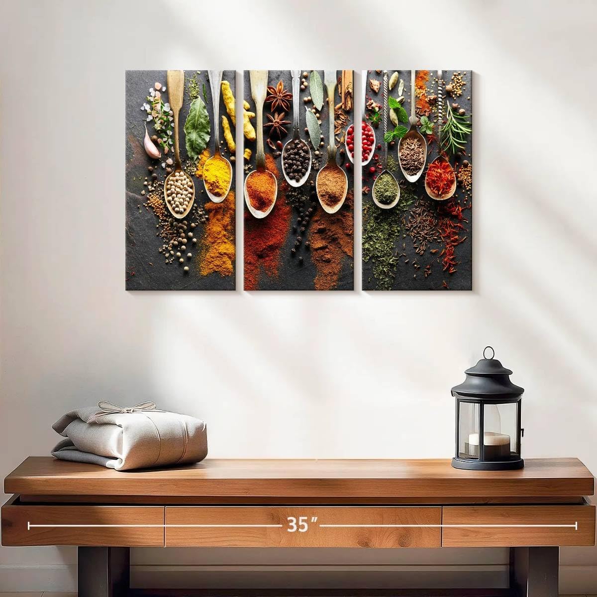 3 23" 14" ElephantStock Choice of Spices Wall Art - Panel Multi Piece Canvas Print for Kitchen - Wall Decor Pictures