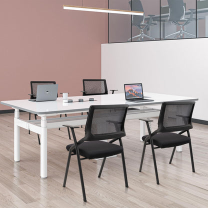 CLATINA Stackable & Foldable Office Chairs with Ergonomic Lumbar Support and Thickened Seat Cushion, Folding Mesh Fabric Reception Guest Chair for School Church Conference Waiting Room Black (6 pk)