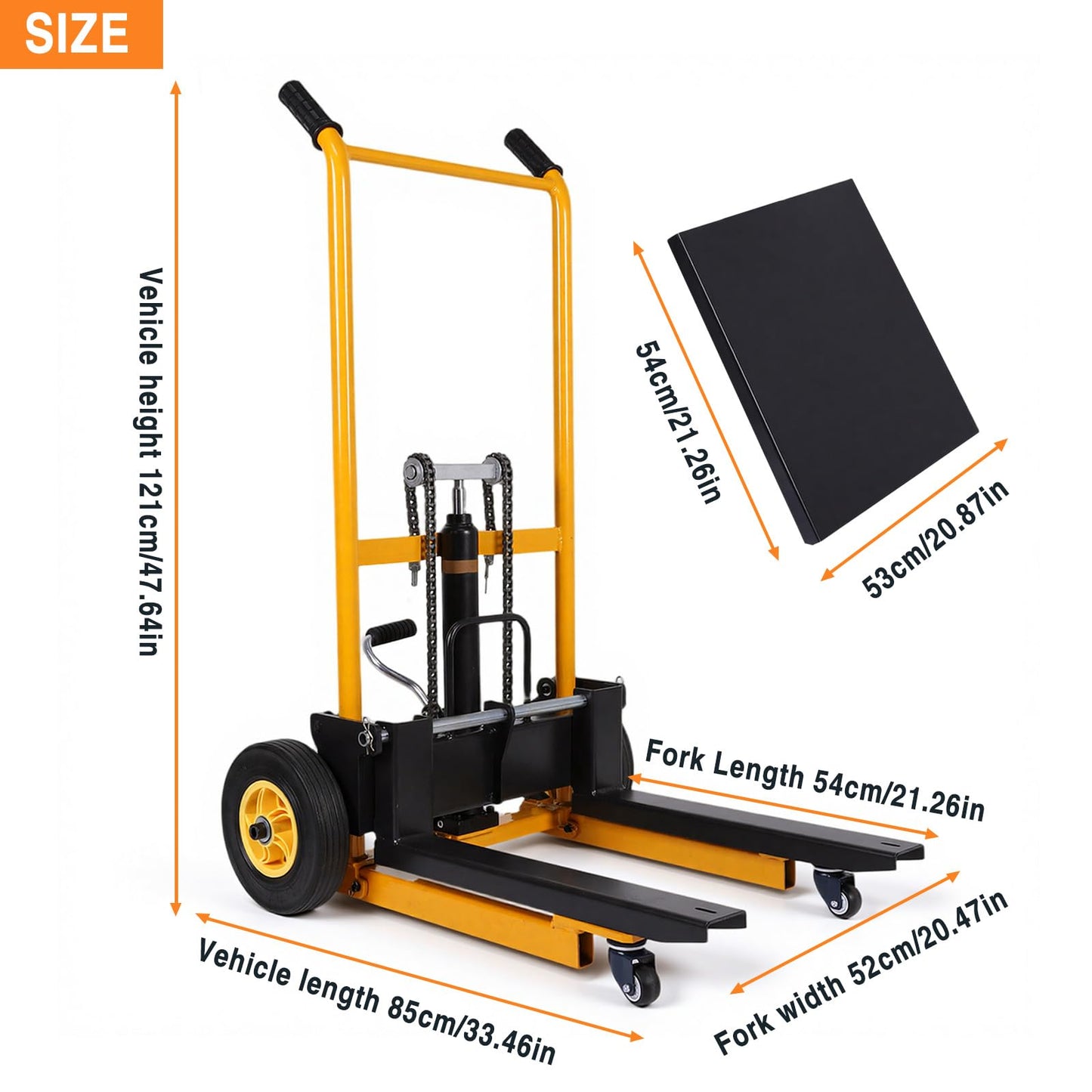 Mini Forklift Portable Pallet Jack Table Cart with Swivel Wheels Handheld Push Pallet Trolley Wear Resist for Household Warehouse Factory