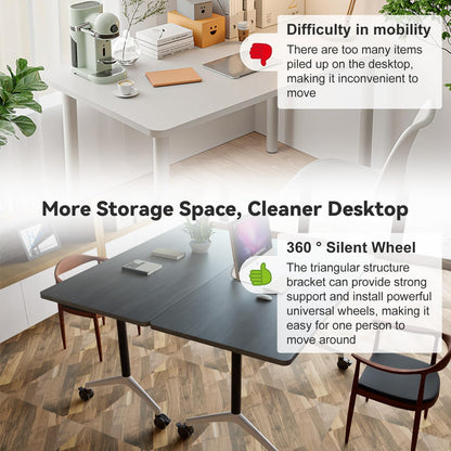 Folding Conference Room Tables, Seminar Conference Table Modern Flip Top Training Meeting Tables, Conference Room Table with Wheels for Home Office Classr,4 Pack 55.1inch