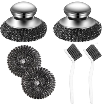 Steel Wool Scrubber, Oven Cleaner Brush, Stainless Steel Scrubber and Crevice Brushes Cleaning Set for Dishes, Iron, Pots, Stoves, Barbecue Grills, Sink