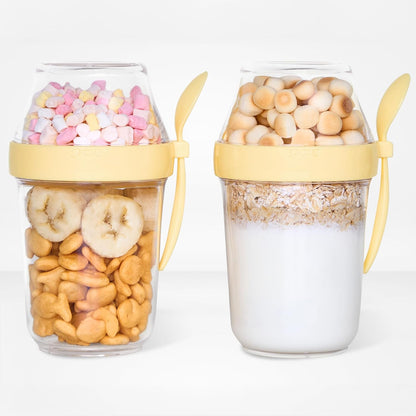 12 oz (2, Felli On The Go Yogurt Parfait Snack Cup with Lid, Reusable Leak Proof Acrylic Travel Container for To Go