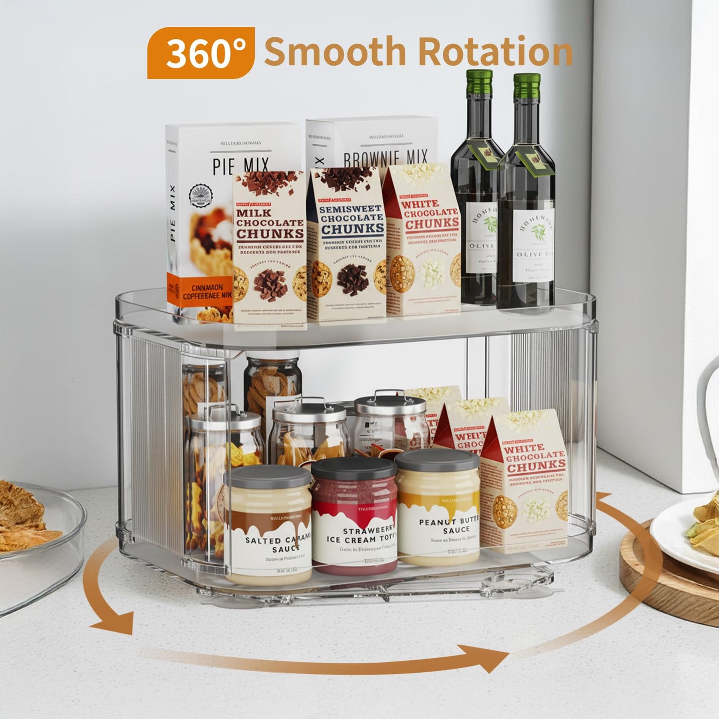 2-Tier Lazy Susan Turntable Organizer for Cabinet/Countertop/Pantry/Bathroom/Coffee Bar, 12.8''Lazy Susan 360°Rotating Storage, Max Weight The Top Holds Up to 26lb (2Pack)