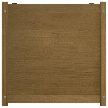 Mhdvray 27.6" Honey Brown Solid Pinewood Garden Planter Box, Large Square Raised Bed for Outdoor Patio, Terrace or Balcony Flower & Vegetable Growing, Rustic Finish, 32.4 lbs