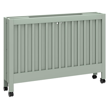 Babyletto Maki Full-Size 2-in-1 Portable Folding Crib with Toddler Bed Conversion Kit in Light Sage, Greenguard Gold Certified