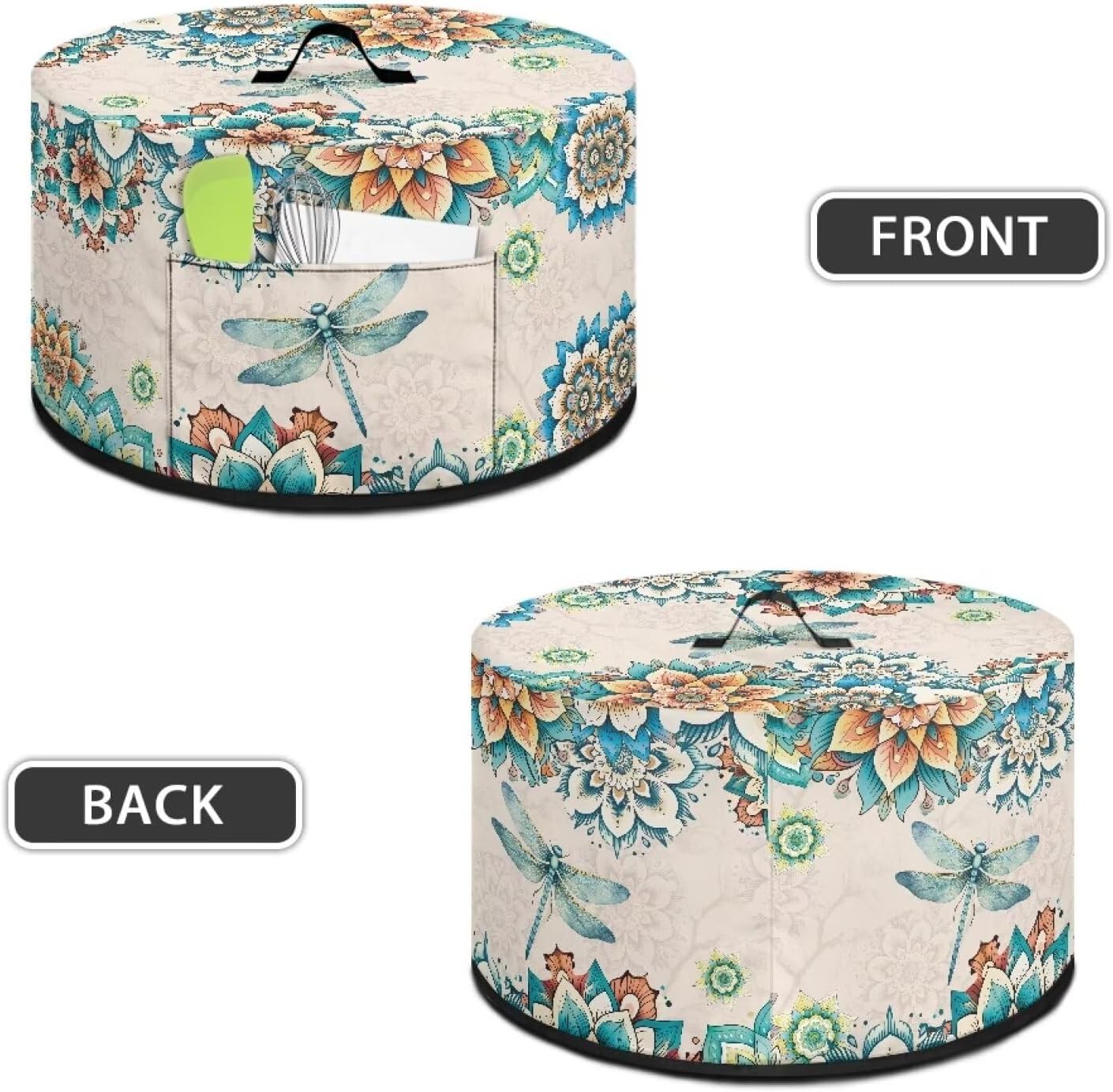 Mandala Dragonfly Slow Cooker Cover Compatible with 6-8 Quart Crock Pot, Washable Dustproof Appliance Cover