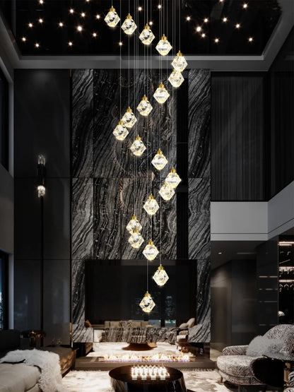 H142in Foyer Chandelier Big Chandeliers for High Ceiling Gold Pendant Light Fixture 26-Lights Crystal Chandelier Lighting Fixture for Living Room Staircase Villa