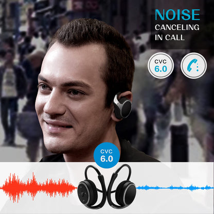 RTUSIA Small Bluetooth Headphones Wrap Around Head - Sports Wireless Headset with Built in Microphone and Crystal-Clear Sound, Foldable and Carried in The Purse, and 12-Hour Battery Life, Black