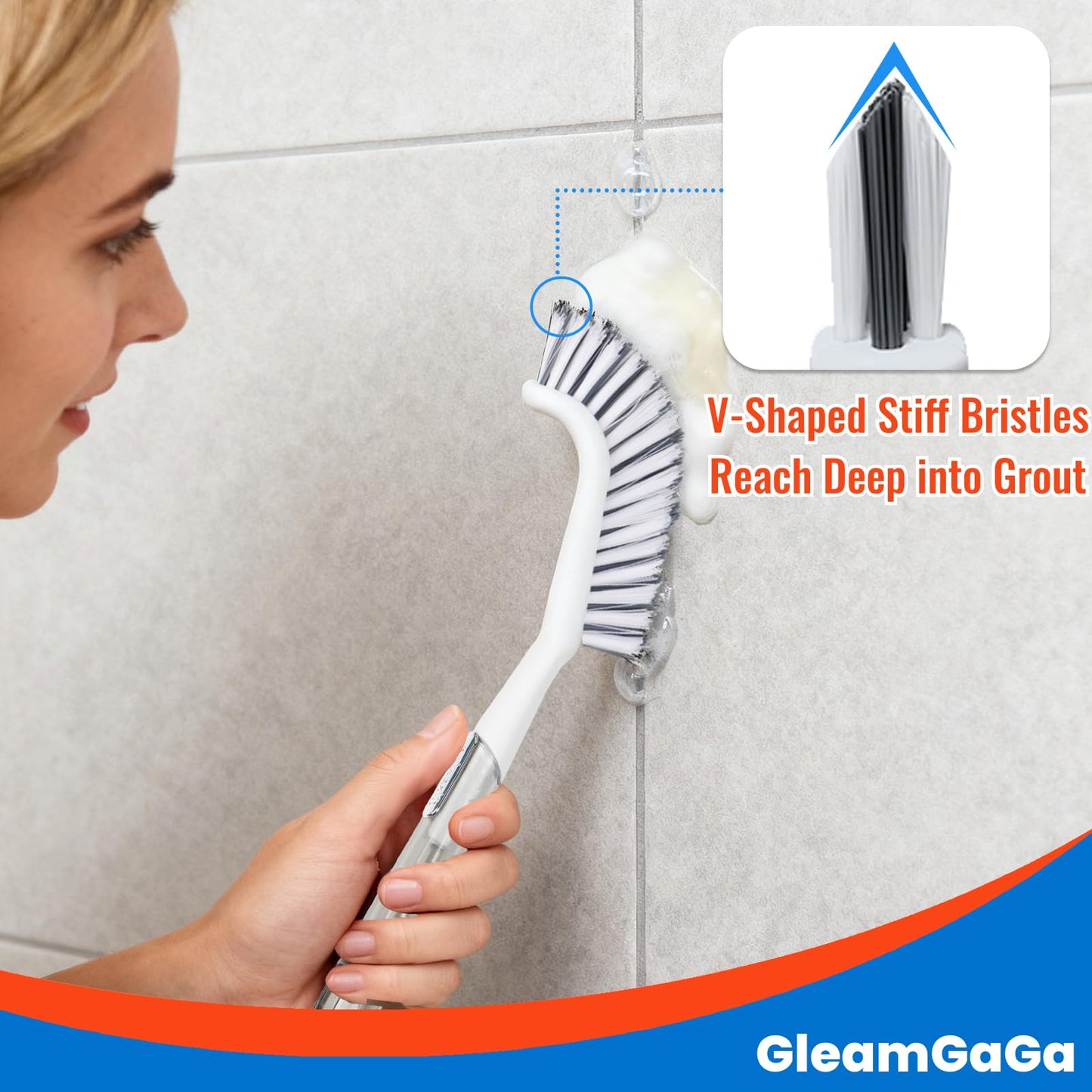 3 Pack Shower Scrub Brush Set – Heavy-Duty Scrub Brushes for Cleaning with Long Handle, Stiff Bristles Grout Brush, Shower Scrubber for Bathroom, Bathtub, Kitchen, Tile, Floor, Grout, Sink & Carpet