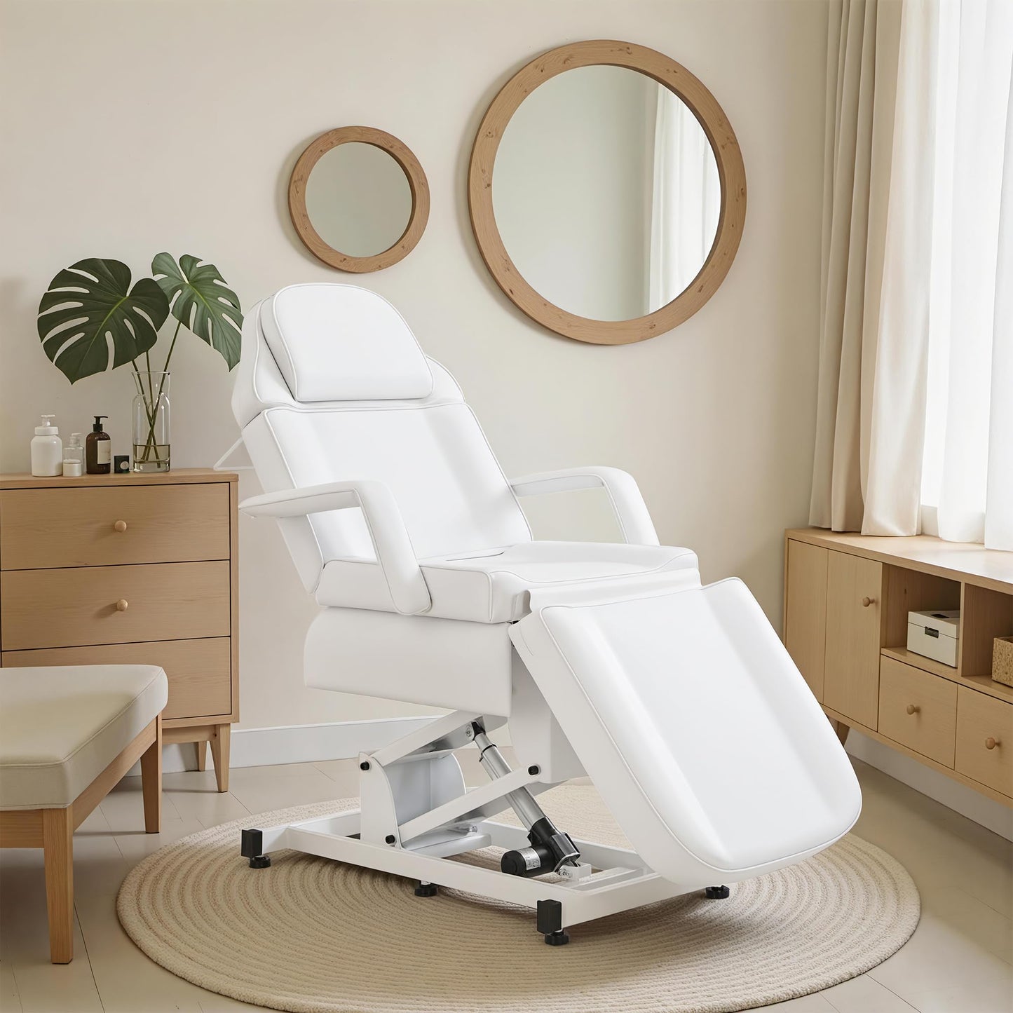 BarberPub Fully Electric Facial Bed with 3 Motor for Esthetician, Tattoo Chair for Client, Massage Bed for Esthetician, Electric Adjustment 2751 (White)