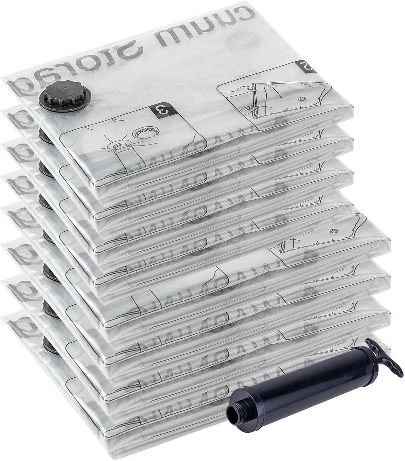 Vacuum Storage Bags, 4 Jumbo, 4 Large, Space Saver Bags with Travel Hand Pump for Clothes, Bedding, Pillows, Comforters