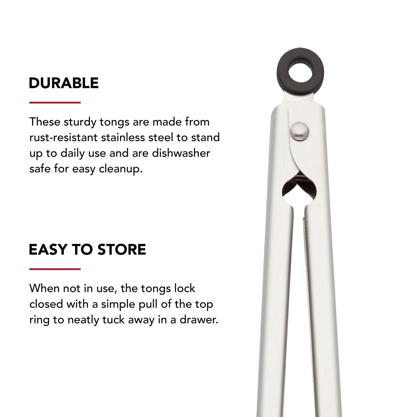 KitchenAid Set of 2 Stainless Steel Tongs with Scalloped Edges Easy Lock Dishwasher Safe Durable and Versatile 7 Inch and 9 Inch Silver