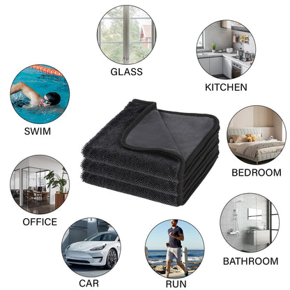 Ecopandy Shiny Cleaning Wipes, 3Pack Shiny Cloths Drying Towels,Shower Doors Drying Towels,16 * 16" Streak Free Glass Window Car Mirror Super Absorben Microfiber Cleaning Cloths (3pcs Grey 16 * 16″)