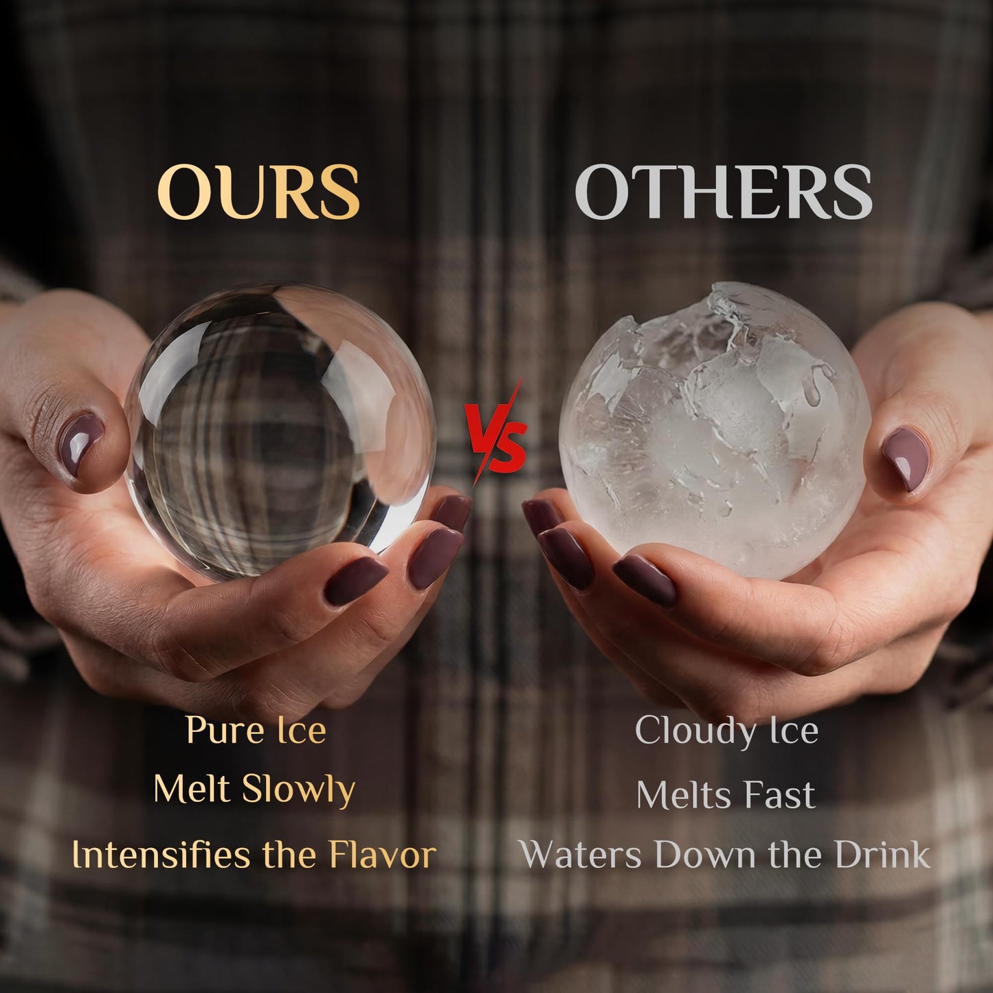 Clear Ice Cube Maker, 2.5" Stainless Steel Ice Ball Maker Mold for Whiskey & Cocktails, Non-BPA Premium Silicone Ice Cube Molds, Easy-Release Sphere Ice Maker, Bourbon Gifts for Men (2 PACK)