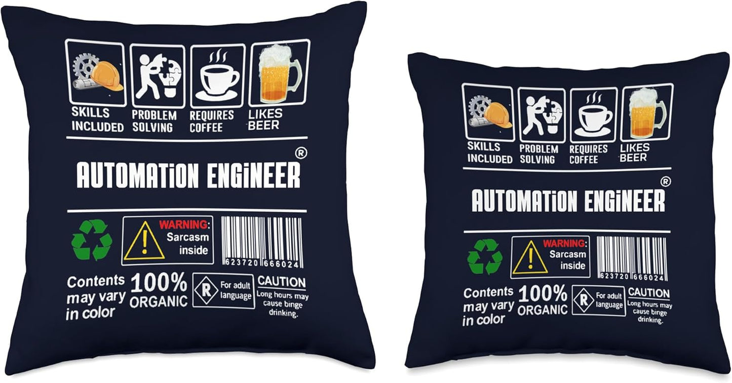 Automation Engineer Label Skills Solving Coffee Beer Lover Throw Pillow