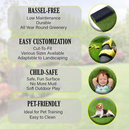 Superior Artificial Grass Indoor/Outdoor Area Rug - Faux Turf for Backyard, Playground, Dog Training, 1' x 13', Green