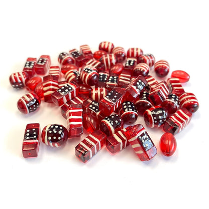 Linpeng Glass Beads Bulk for Bracelet Making, DIY Jewelry Supplies, Holiday Festival Beads Assorted, Gift for Beader, 40 pcs (Americana)