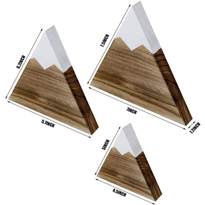Maitys 3 Pcs 3 Size Mountain Shelf Decor Mountain Wooden Sign Farmhouse Wood Adventure Sign Woodland Nursery Decor Travel Table Centerpiece for Home(Dark Brown)