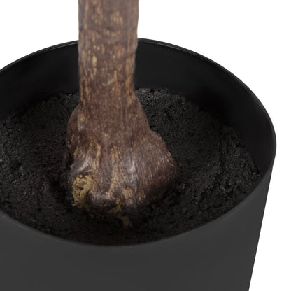 Kate and Laurel Fidmont Faux Fiddle Fig Tree with Claudel Scalloped Planter Pot, 6 FT, Black, Potted Artificial Tree Indoor with Realistic Foliage and Added Moss, Fake Plant for Living Room Decor