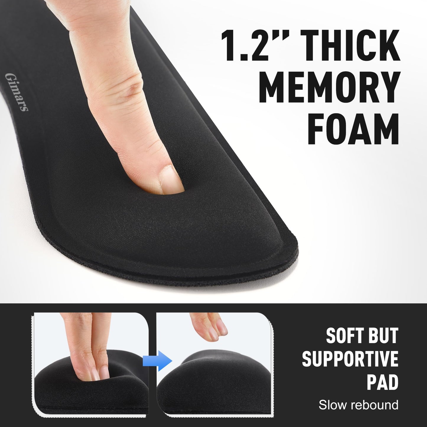 Gimars 63D High-Density Thicken Memory Foam Keyboard Wrist Rest, 17.3'' Enlarge Ergonomic Wrist Rest with Anti-Slip Rubber Base for Typing Pain Relief, Office, Gaming, Computer, Laptop, Mac, Black